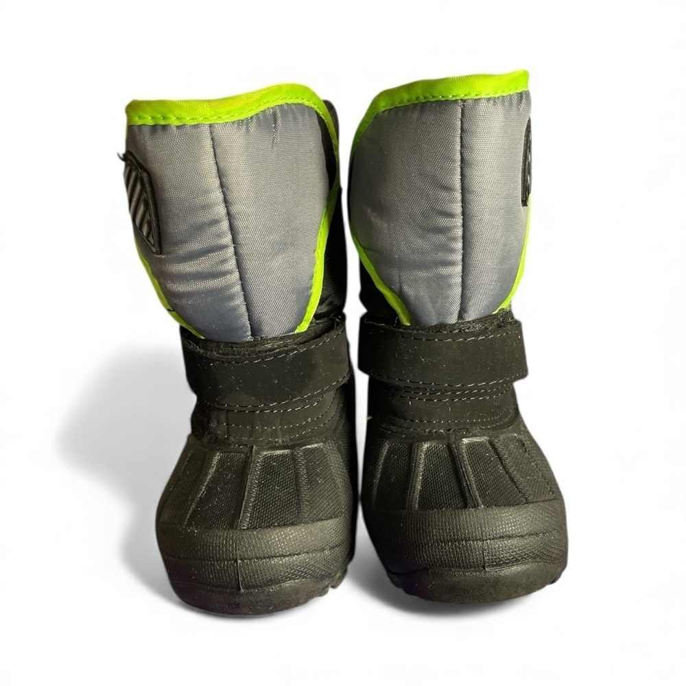 Snow Gray and Black Winter Boots with Neon Accents size 7